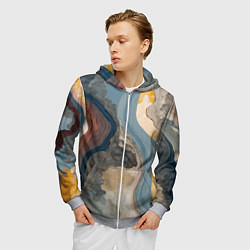 Толстовка 3D на молнии мужская Флюид арт, цвет: 3D-меланж — фото 2