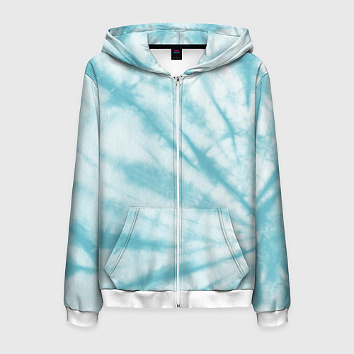 Мужская толстовка на молнии Голубой тай дай / 3D-Белый – фото 1