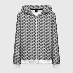 Толстовка 3D на молнии мужская Куб на кубе, цвет: 3D-белый