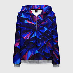 Толстовка 3D на молнии мужская Синие абстрактные изгибы, цвет: 3D-меланж
