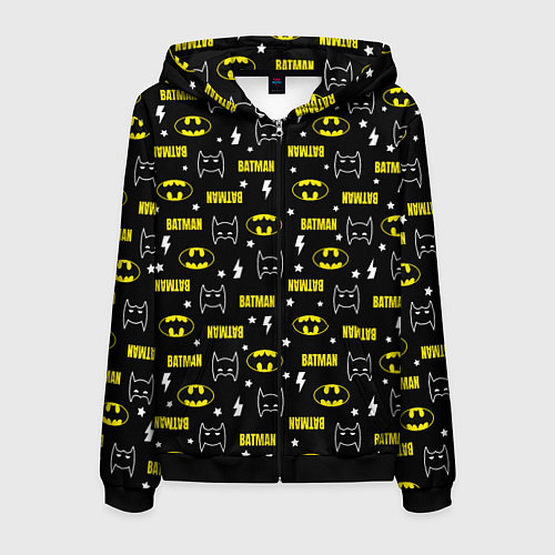 Мужская толстовка на молнии Бэтмен узор / 3D-Черный – фото 1