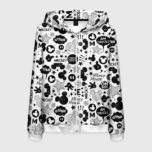 Мужская толстовка на молнии Микки Маус узор / 3D-Белый – фото 1