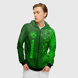 Толстовка 3D на молнии мужская Borussia - green gradient по-вертикали, цвет: 3D-черный — фото 2