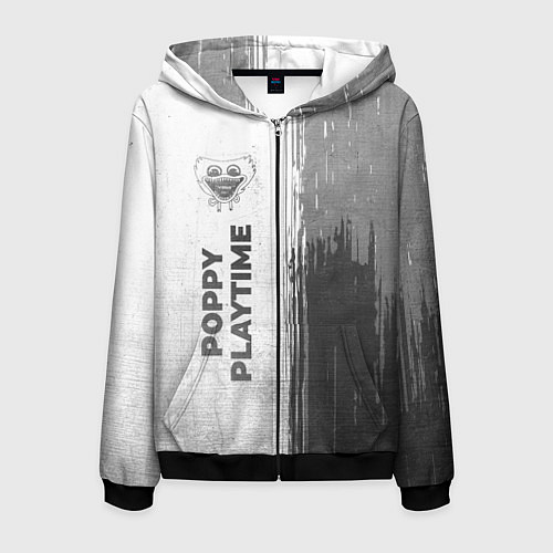 Мужская толстовка на молнии Poppy Playtime - white gradient по-вертикали / 3D-Черный – фото 1