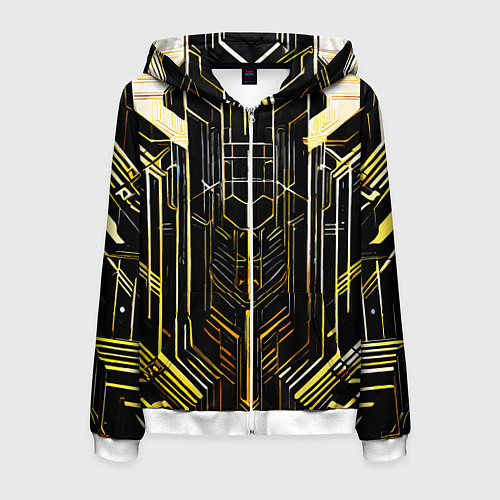 Мужская толстовка на молнии Gold lines on a black background / 3D-Белый – фото 1