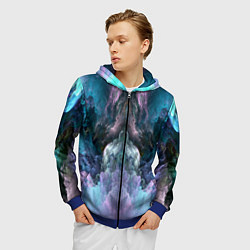 Толстовка 3D на молнии мужская Фантастический неоновый космос, цвет: 3D-синий — фото 2