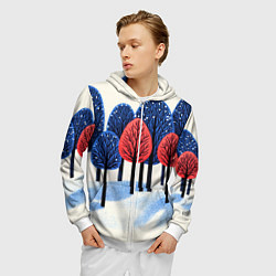 Толстовка 3D на молнии мужская Красно-синие елки, цвет: 3D-белый — фото 2