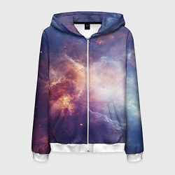 Толстовка 3D на молнии мужская Туманности космоса, цвет: 3D-белый