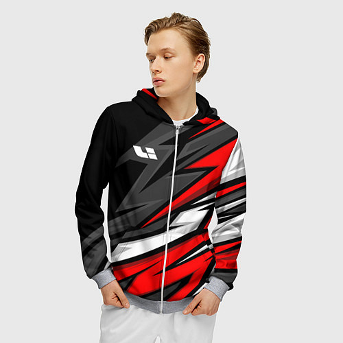 Мужская толстовка на молнии Lixiang - красный спортивный / 3D-Меланж – фото 3