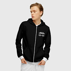 Толстовка 3D на молнии мужская Arctic Monkeys - classic black color, цвет: 3D-белый — фото 2