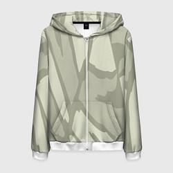 Толстовка 3D на молнии мужская Серо-зеленая абстрактная текстура, цвет: 3D-белый