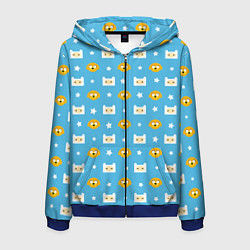 Толстовка 3D на молнии мужская Время приключений паттерн, цвет: 3D-синий
