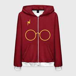 Толстовка 3D на молнии мужская Очки и молния, цвет: 3D-белый