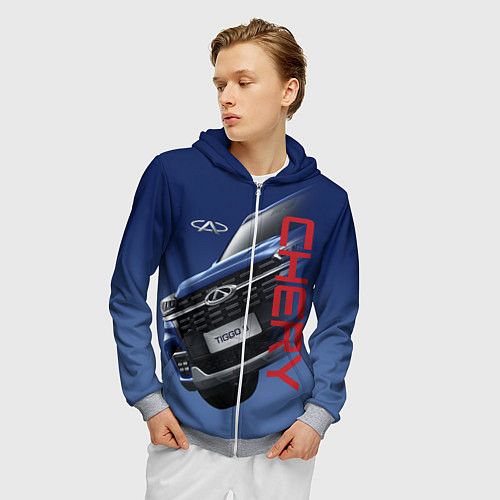 Мужская толстовка на молнии Chery / 3D-Меланж – фото 3