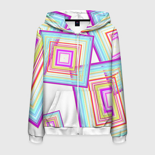 Мужская толстовка на молнии Абстрактные квадраты / 3D-Белый – фото 1