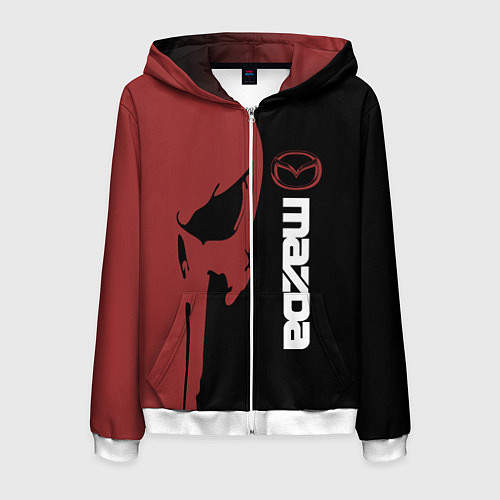 Мужская толстовка на молнии Mazda и череп / 3D-Белый – фото 1