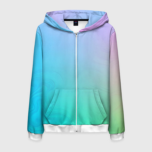 Мужская толстовка на молнии Градиент в голубых тонах / 3D-Белый – фото 1