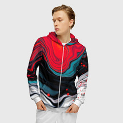 Толстовка 3D на молнии мужская Абстракция эбру, цвет: 3D-белый — фото 2