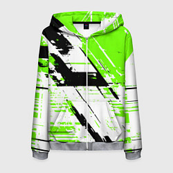 Мужская толстовка на молнии Diagonal black and green stripes on a white backgr