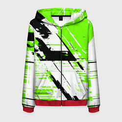 Мужская толстовка на молнии Diagonal black and green stripes on a white backgr