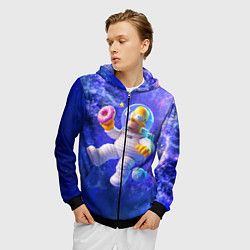 Толстовка 3D на молнии мужская Homer Simpson is a brave astronaut, цвет: 3D-черный — фото 2