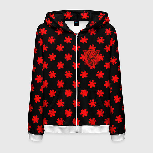Мужская толстовка на молнии Bullet for my valentine pattern / 3D-Белый – фото 1