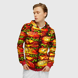 Толстовка 3D на молнии мужская Бургеры, цвет: 3D-красный — фото 2