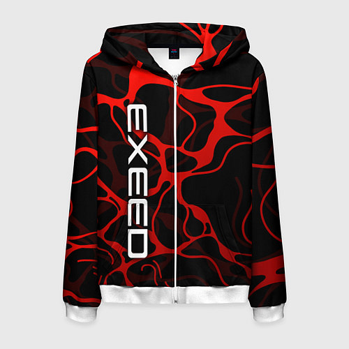 Мужская толстовка на молнии Exeed - red liquid / 3D-Белый – фото 1