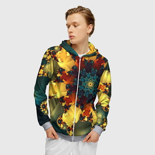 Мужская толстовка на молнии Психоделика / 3D-Меланж – фото 3