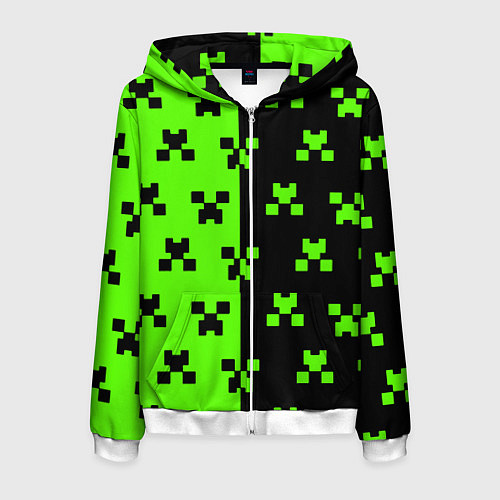 Мужская толстовка на молнии Майкрафт стиль текстура / 3D-Белый – фото 1