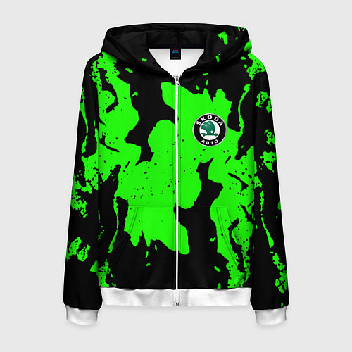 Мужская толстовка на молнии Skoda flame steel / 3D-Белый – фото 1