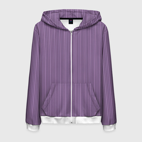 Мужская толстовка на молнии Серо-фиолетовый в тонкую полоску / 3D-Белый – фото 1