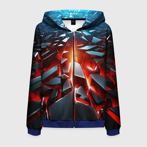 Мужская толстовка на молнии Черные слитки над лавой / 3D-Синий – фото 1
