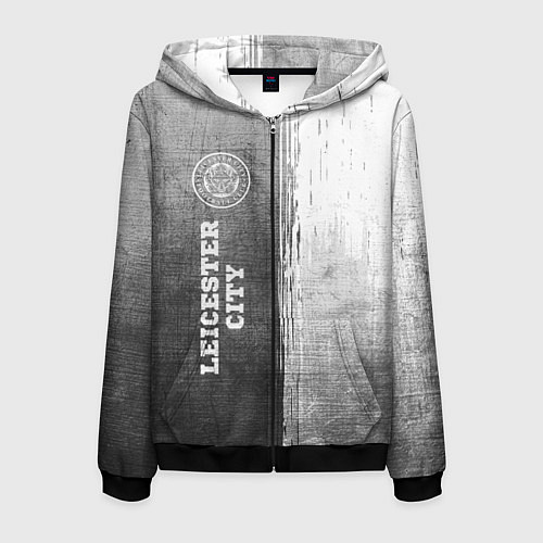 Мужская толстовка на молнии Leicester City - grey gradient по-вертикали / 3D-Черный – фото 1