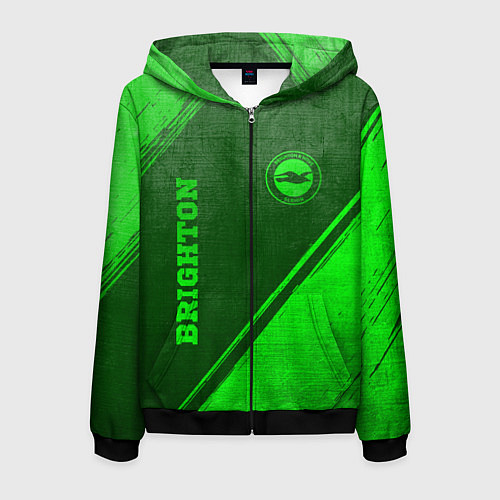 Мужская толстовка на молнии Brighton - green gradient вертикально / 3D-Черный – фото 1