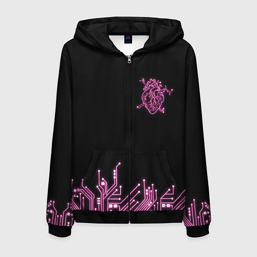 Мужская толстовка на молнии Киберсердце / 3D-Черный – фото 1
