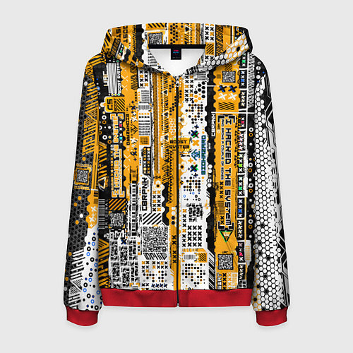 Мужская толстовка на молнии Cyberpunk pattern yellow / 3D-Красный – фото 1