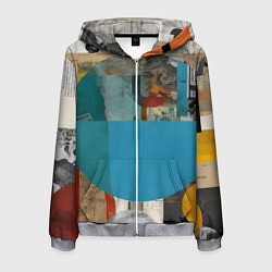 Толстовка 3D на молнии мужская Абстрактный ретро коллаж, цвет: 3D-меланж