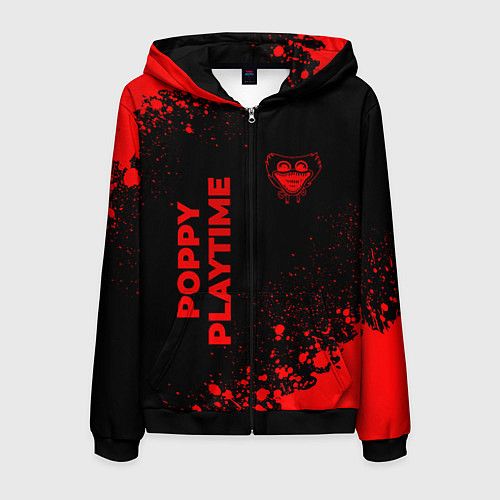 Мужская толстовка на молнии Poppy Playtime - red gradient вертикально / 3D-Черный – фото 1