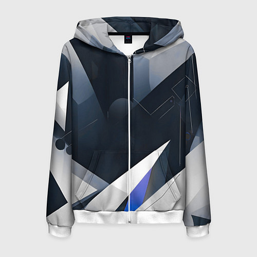 Мужская толстовка на молнии Абстракция город следующего века / 3D-Белый – фото 1