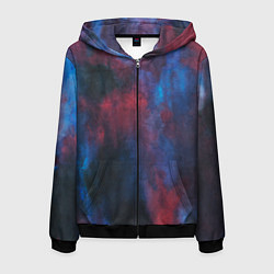 Толстовка 3D на молнии мужская Тай-дай космос, цвет: 3D-черный