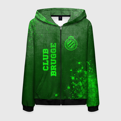 Мужская толстовка на молнии Club Brugge - green gradient вертикально / 3D-Черный – фото 1