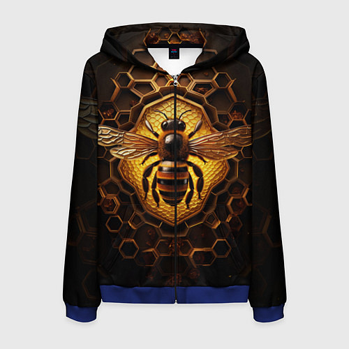 Мужская толстовка на молнии Золотая пчела / 3D-Синий – фото 1