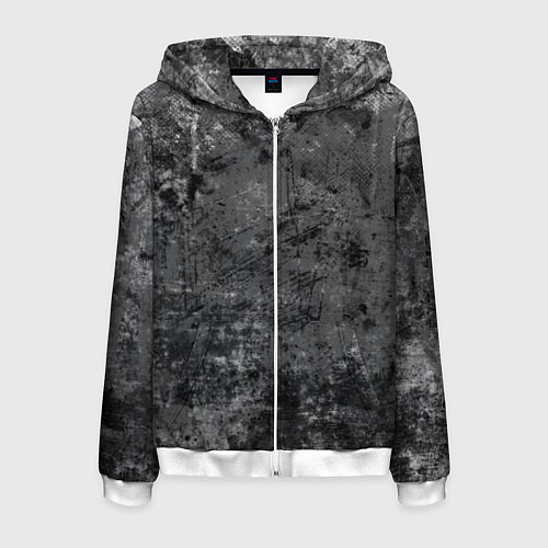 Мужская толстовка на молнии Абстракция - grunge mood / 3D-Белый – фото 1