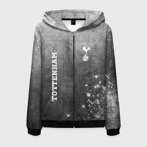 Мужская толстовка на молнии Tottenham - grey gradient вертикально / 3D-Черный – фото 1