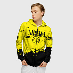 Толстовка 3D на молнии мужская Нирвана мазки, цвет: 3D-черный — фото 2
