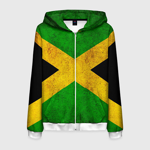 Мужская толстовка на молнии Jamaica flag / 3D-Белый – фото 1