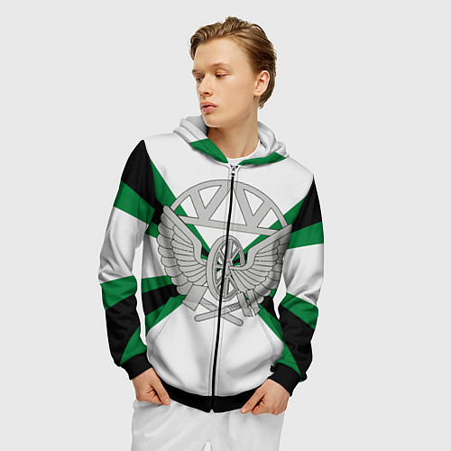 Мужская толстовка на молнии Железнодорожные войска / 3D-Черный – фото 3