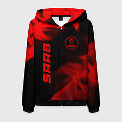 Мужская толстовка на молнии Saab - red gradient вертикально