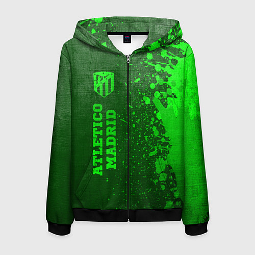 Мужская толстовка на молнии Atletico Madrid - green gradient по-вертикали / 3D-Черный – фото 1